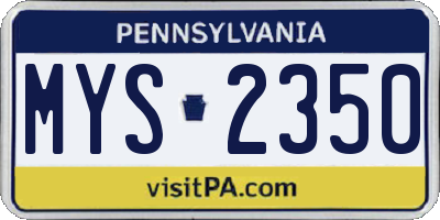 PA license plate MYS2350