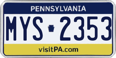 PA license plate MYS2353
