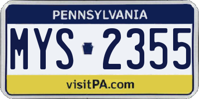 PA license plate MYS2355