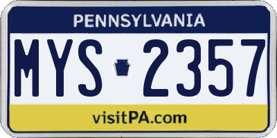 PA license plate MYS2357