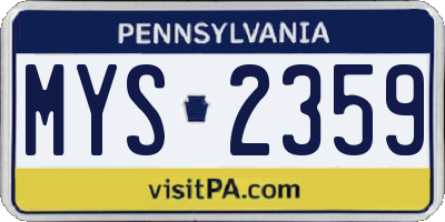 PA license plate MYS2359