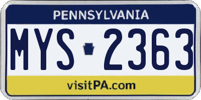 PA license plate MYS2363