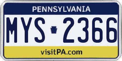 PA license plate MYS2366