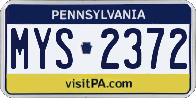 PA license plate MYS2372
