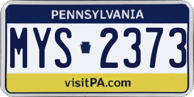 PA license plate MYS2373