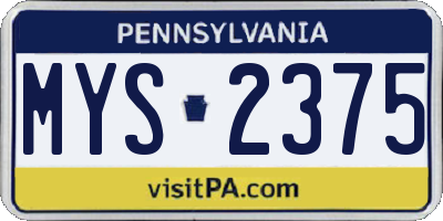PA license plate MYS2375