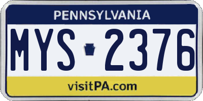PA license plate MYS2376