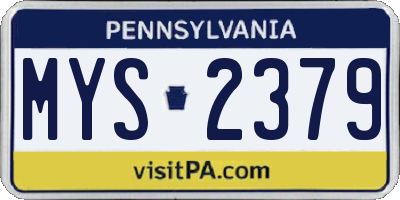 PA license plate MYS2379
