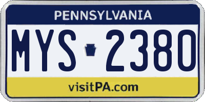 PA license plate MYS2380
