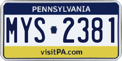 PA license plate MYS2381