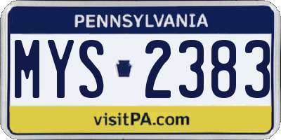 PA license plate MYS2383