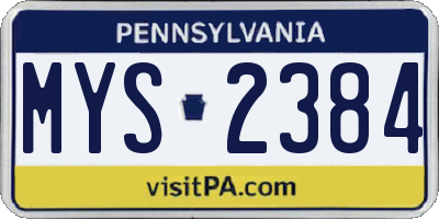 PA license plate MYS2384
