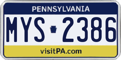 PA license plate MYS2386
