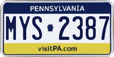 PA license plate MYS2387