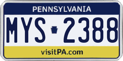 PA license plate MYS2388