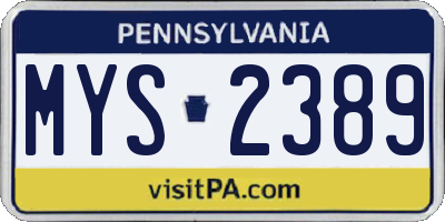 PA license plate MYS2389