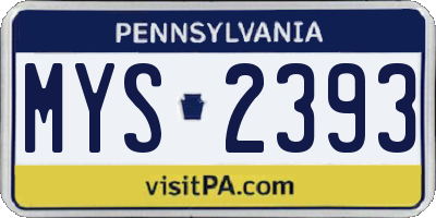 PA license plate MYS2393
