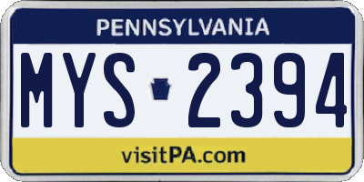 PA license plate MYS2394