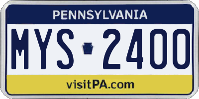 PA license plate MYS2400