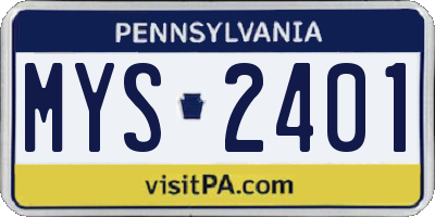 PA license plate MYS2401