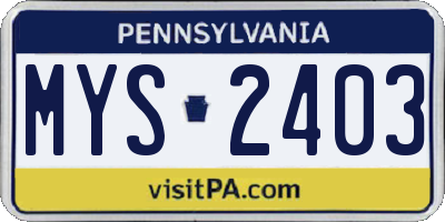 PA license plate MYS2403