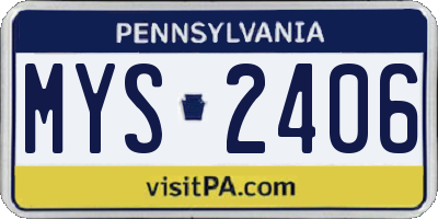 PA license plate MYS2406