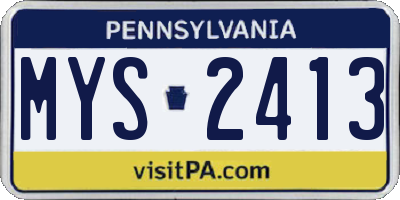 PA license plate MYS2413