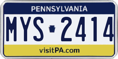 PA license plate MYS2414