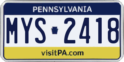PA license plate MYS2418