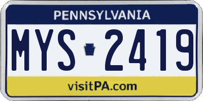 PA license plate MYS2419