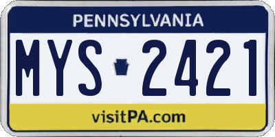 PA license plate MYS2421