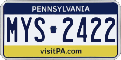 PA license plate MYS2422