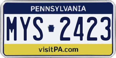 PA license plate MYS2423