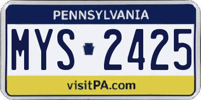 PA license plate MYS2425