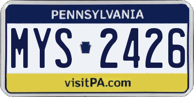 PA license plate MYS2426