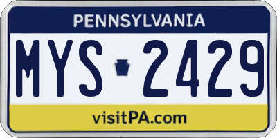 PA license plate MYS2429