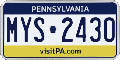 PA license plate MYS2430