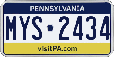 PA license plate MYS2434