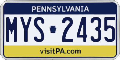 PA license plate MYS2435