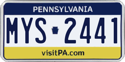 PA license plate MYS2441