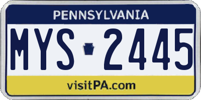 PA license plate MYS2445