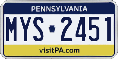 PA license plate MYS2451