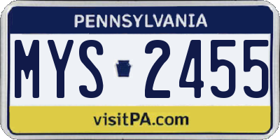 PA license plate MYS2455