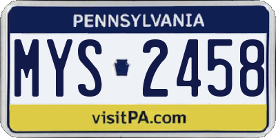 PA license plate MYS2458