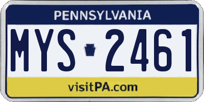 PA license plate MYS2461
