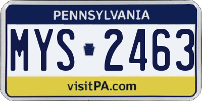 PA license plate MYS2463