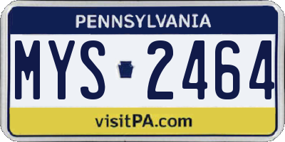 PA license plate MYS2464