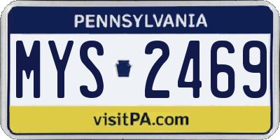 PA license plate MYS2469
