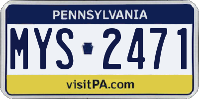 PA license plate MYS2471