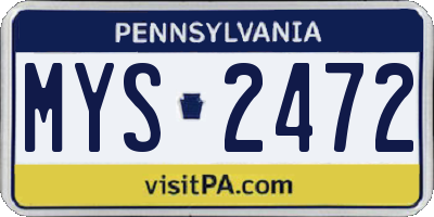 PA license plate MYS2472